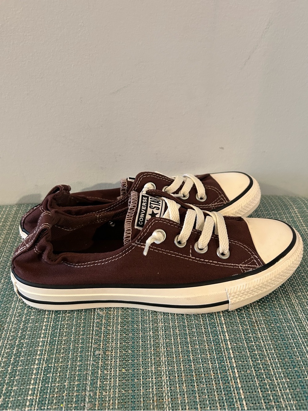Converse Burgundy Low-Top Canvas Sneakers with White Toe